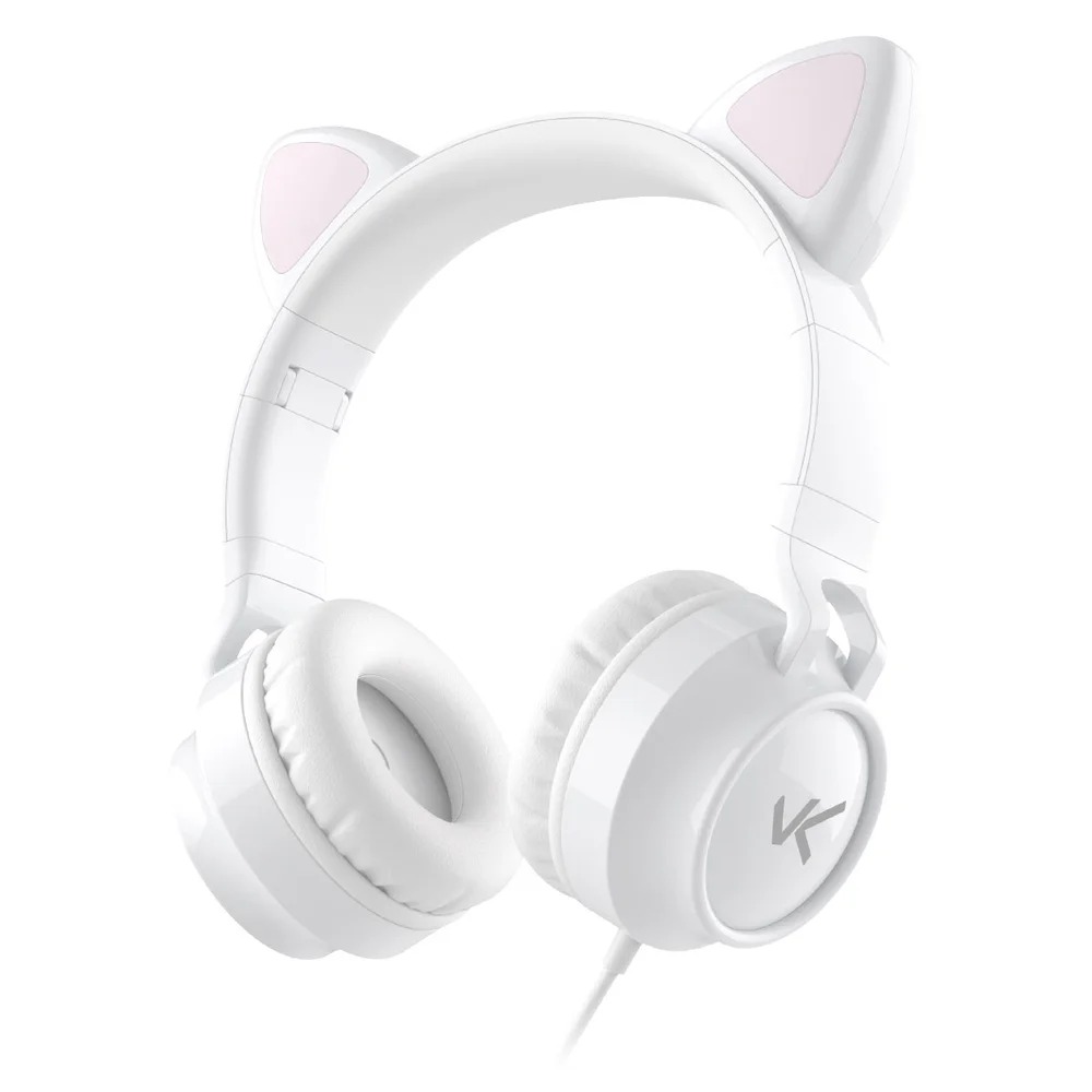 Headset Vinik Kitty Ear branco com orelhas de gato